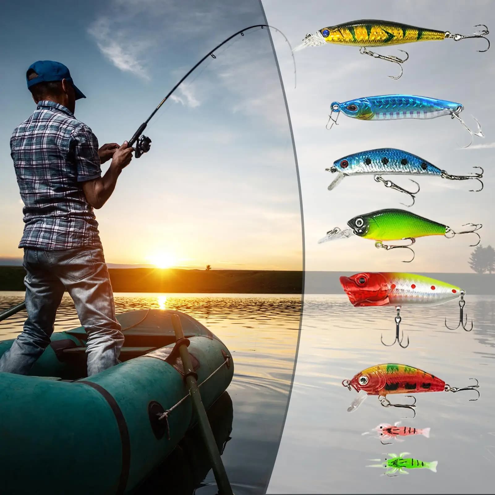 2025 Fishing Equipment Set Advent Calendar Calendar for Christmas countdown from 24 days Fishing bait box Adult Christmas Gifts Children