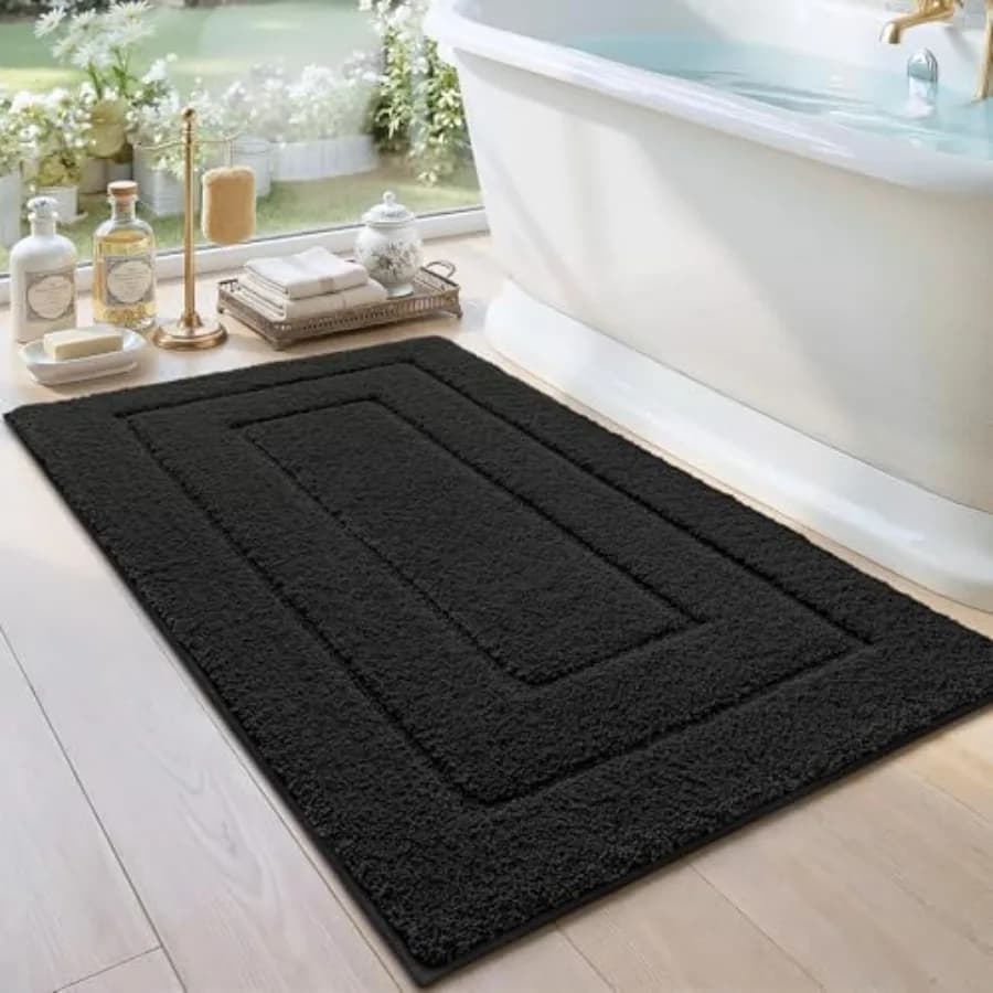 Tappetino da Bagno 43x24 Antiscivolo Lavabile, Extra Large e Assorbente, Morbido con Base in Gomma ad Asciugatura Rapida