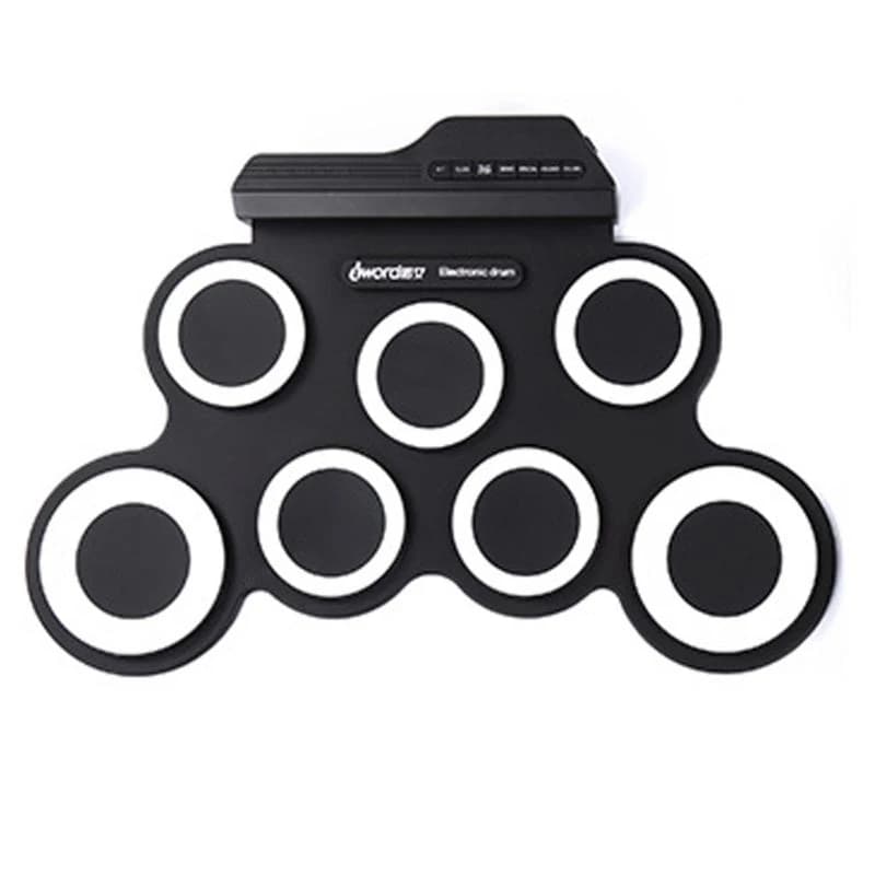 Set batteria elettrica a 7 pad, drum machine per esercitazione con per cuffie, altoparlante incorporato Pedali per Pad