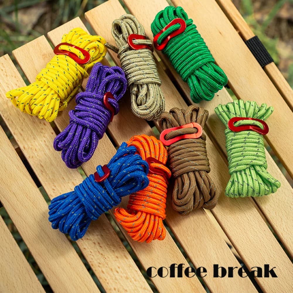 4mm Thick Windproof Reflective Tent Rope 4m Canopy Pole Fixed Pull Rope Adjustable Outdoor Camping Rope for Outdoor Activities