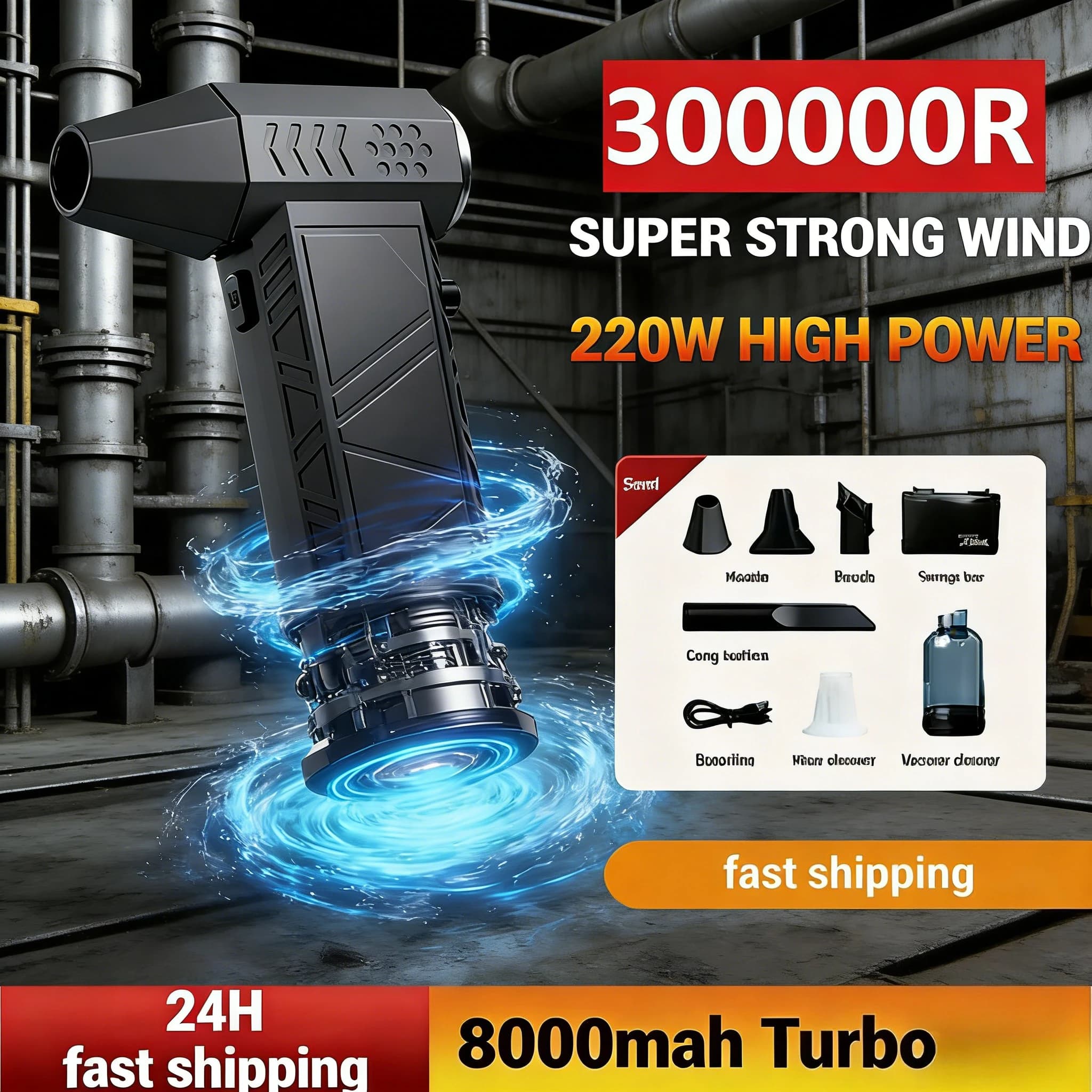 Nuovo Asciugacapelli Portatile X9 Aggiornato – Ventilatore Ricaricabile Senza Spazzole da 300K RPM
