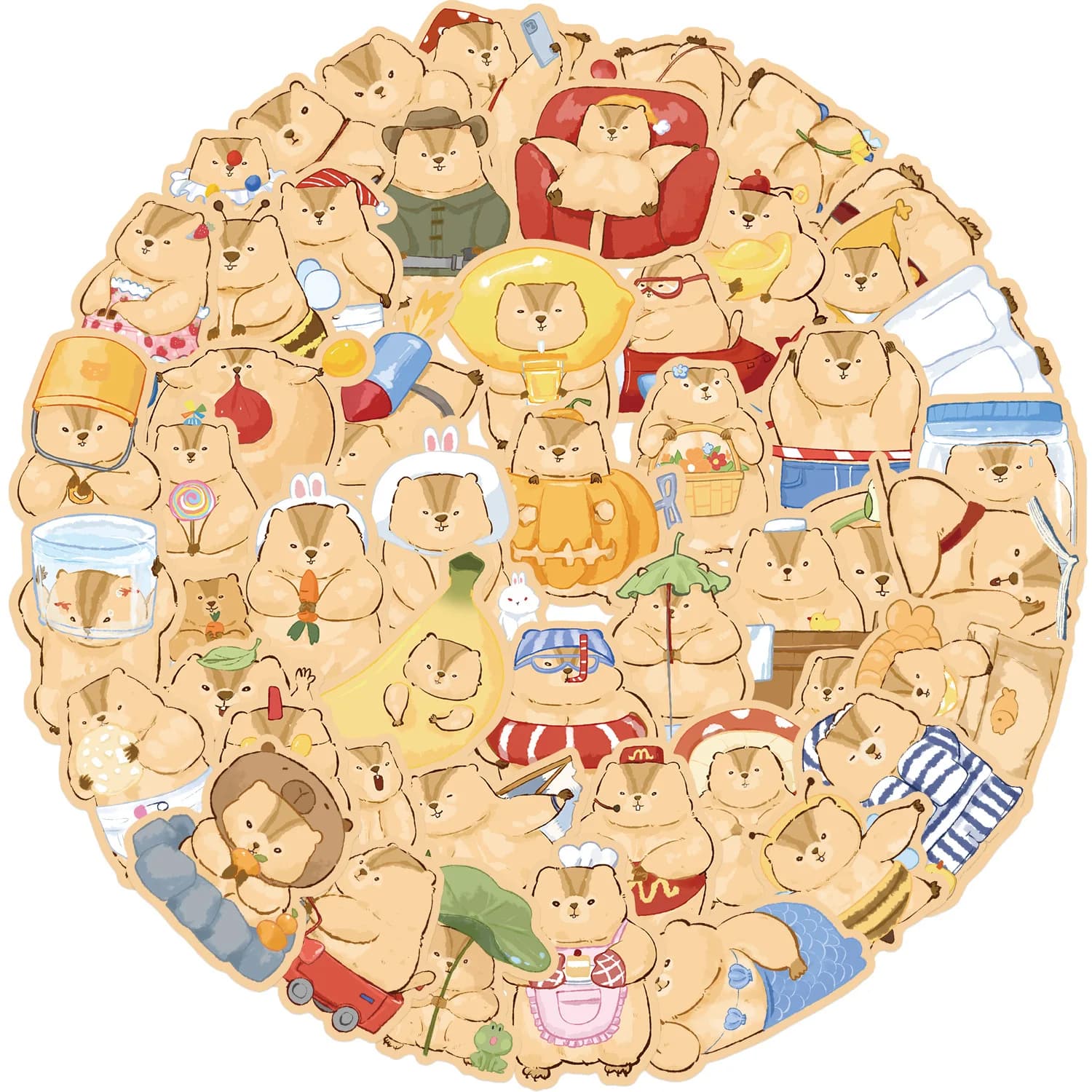 50 Pz Carino Marmotta Capibara Adesivi Animale Del Fumetto Marmotta Adesivo FAI DA TE Telefono Bagagli Laptop Scrapbook Diario Decalcomanie Giocattolo Per Bambini