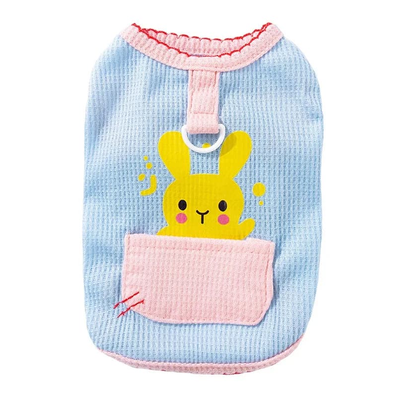 Abbigliamento estivo per animali domestici Gilet con imbracatura per cani Completo sottile e traspirante con tasca per cartoni animati Abbigliamento comodo per cuccioli di cani di piccola taglia e media