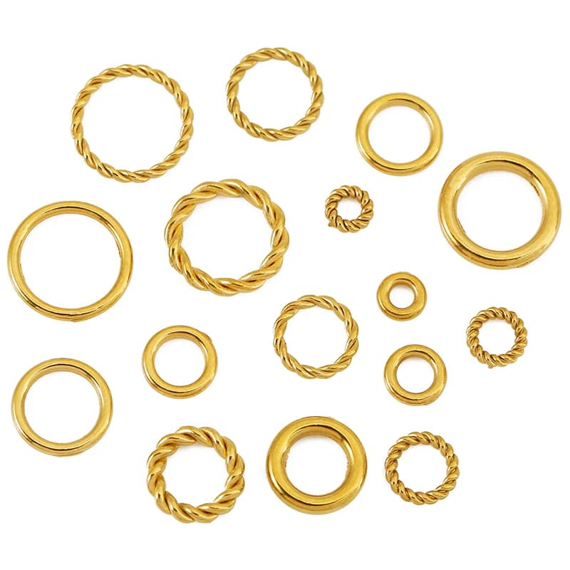 50 Pezzi Anelli di Giunzione a Spirale in Acciaio Inox per Creazione di Gioielli, 4/5/6/7/8/10 mm, Connettori per Bigiotteria