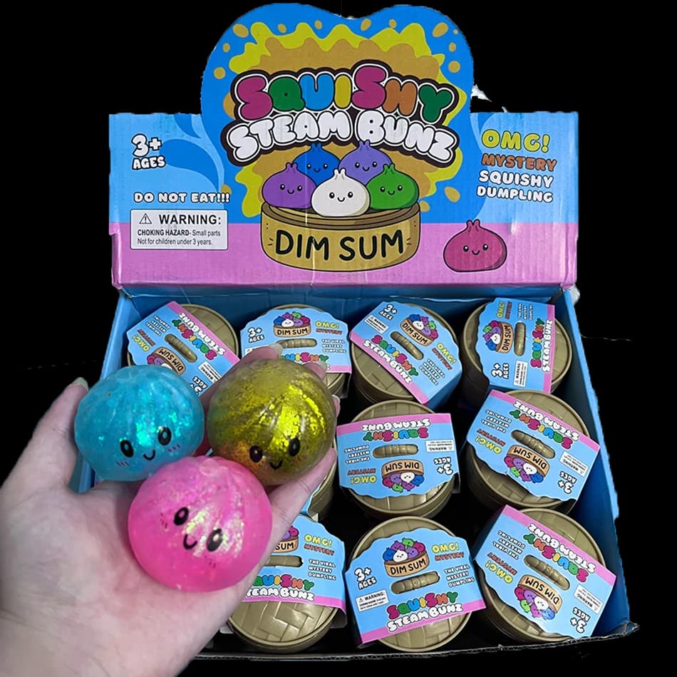 New Blind Box Realistic Giant Dumpling Squeeze Toy with Steamer Soft TPR Dough Ball Decompression Fidget Toy Creative Funny Gift