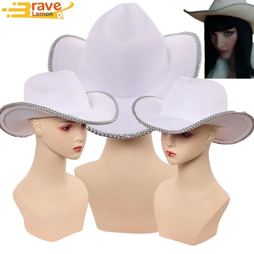 Cappello da Cosplay Nico Robin per Donna, Accessorio per Costume da Film, Cappello Bianco Fantasy, Copricapo per Halloween e Feste in Maschera