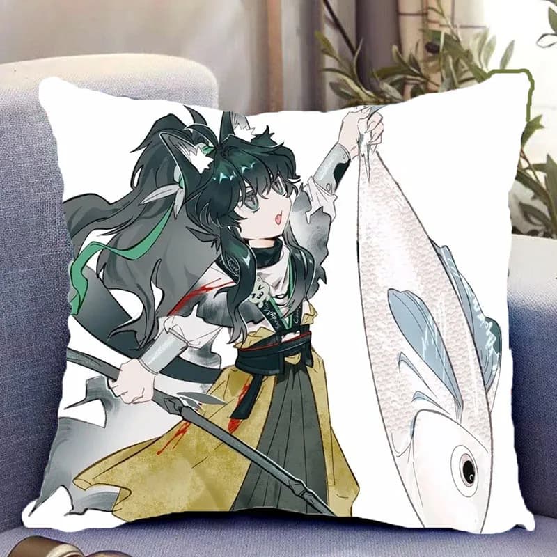 Game Wuthering Waves QIUYUAN Cosplay Throw Pillow 2-sides Anime Cartoon Plush Cushion Pillow For Home Sofa Decoration Gifts