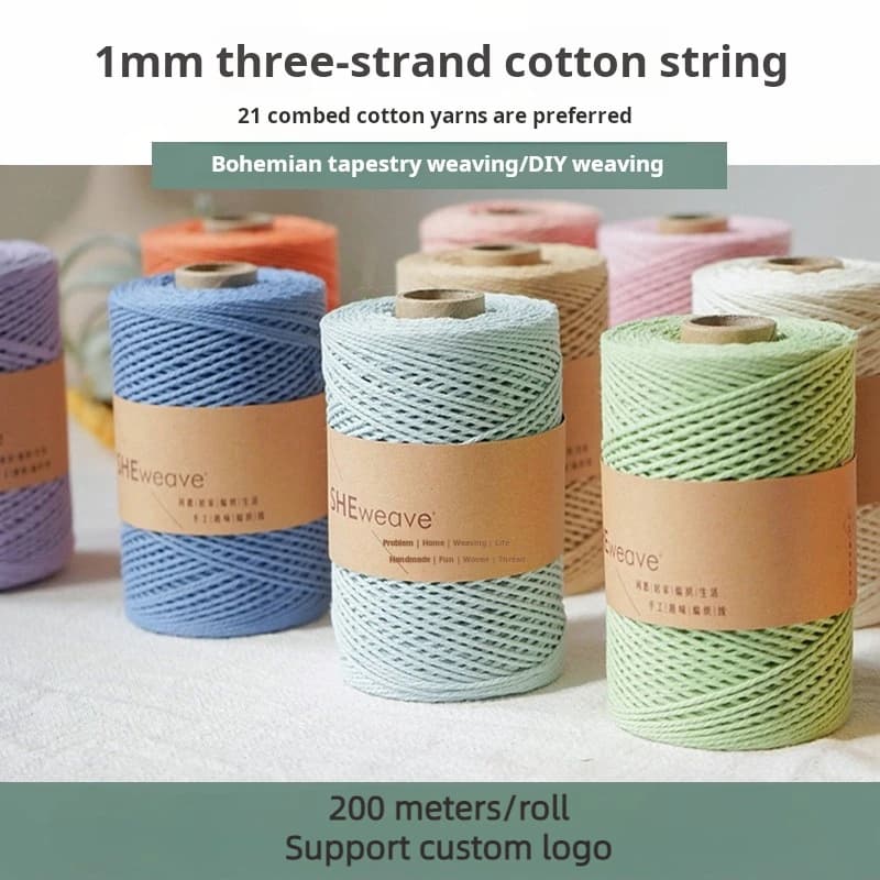 200 metri/rotolo 1mm filo di cotone filo intrecciato corda di cotone filo sottile 3 fili fai da te uncinetto bambola borsa filo filato di cotone