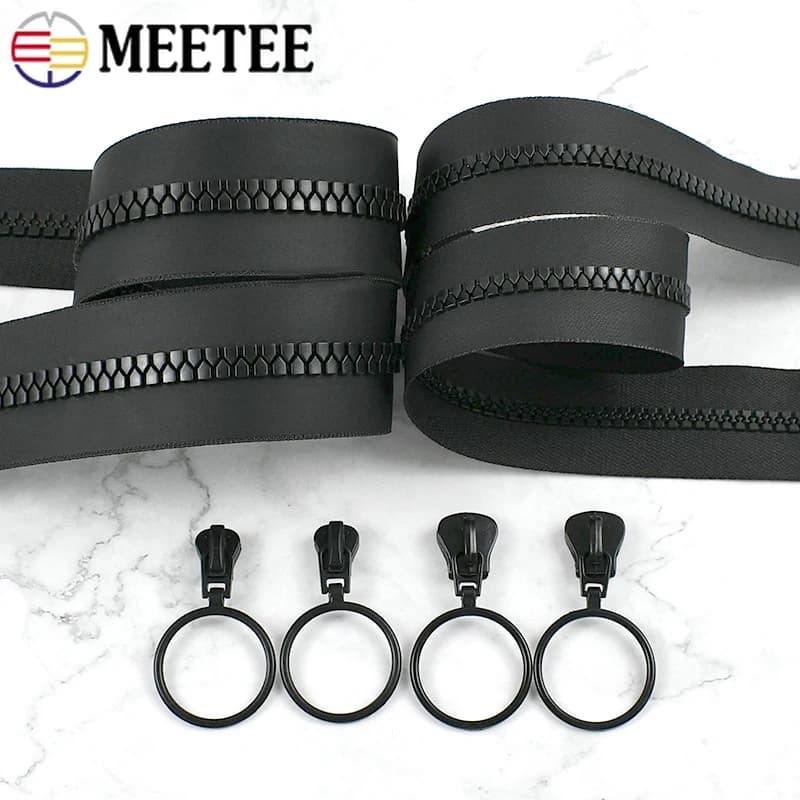 1-5M Meetee 5 # 8 # Cerniera impermeabile con estrattore di zip Cerniere in resina per cucire Riparazione di borse per vestiti Sostituisci accessori per indumenti fai-da-te con cerniera