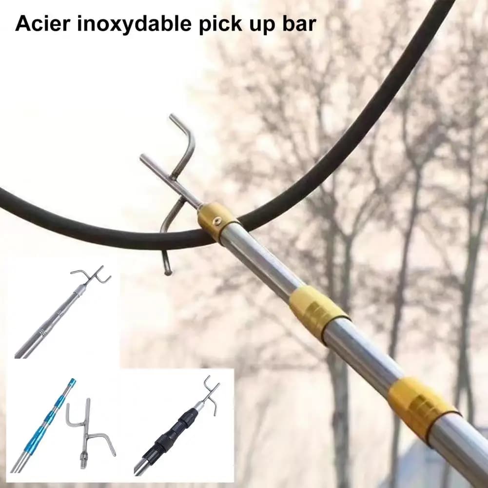 Palo di cattura telescopico in acciaio inossidabile da 70-143 cm con gancio di raccolta estrattore per tende asciugatrice estrattore per rete da pesca piscine domestiche
