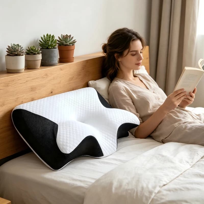 Cuscino Cervicale Ergonomico in Memory Foam, Disponibile in Tre Colori, Morbido Supporto per il Collo per Riposo e Sollievo dalla Pressione