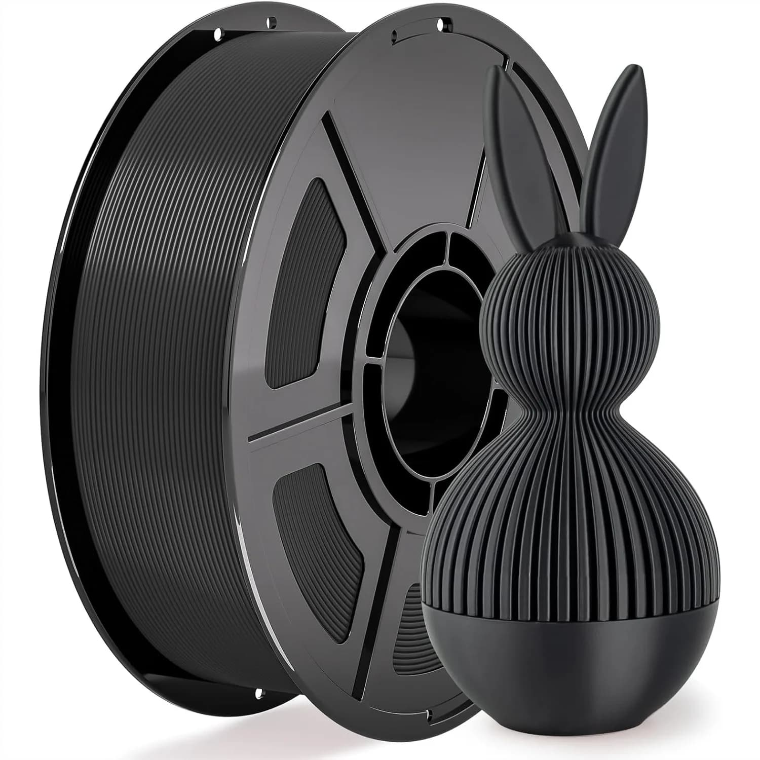 Filamento PLA per Stampante 3D Nero 1.75mm, Bobina da 1kg Avvolta Ordinatamente, Alta Resistenza per Stampanti FDM