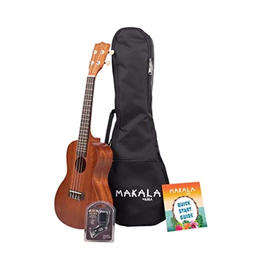 Ma Concert Ukulele Pack for beginners, nickel frets, natural wood finish, includes tuner and gig bag