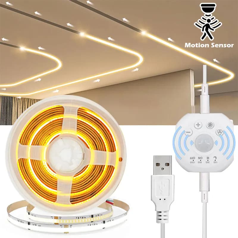 Striscia LED COB con Sensore di Movimento Alimentata via USB, Luce a Induzione Corporea per Camera da Letto e Armadio