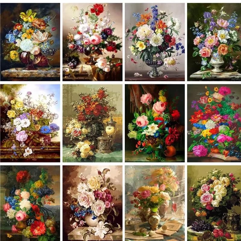 Diamond Painting Classical Flowers Mosaic Handmade Artwork Full Round/Square Diamonds For Beginners Exquisite Gift Home Decor