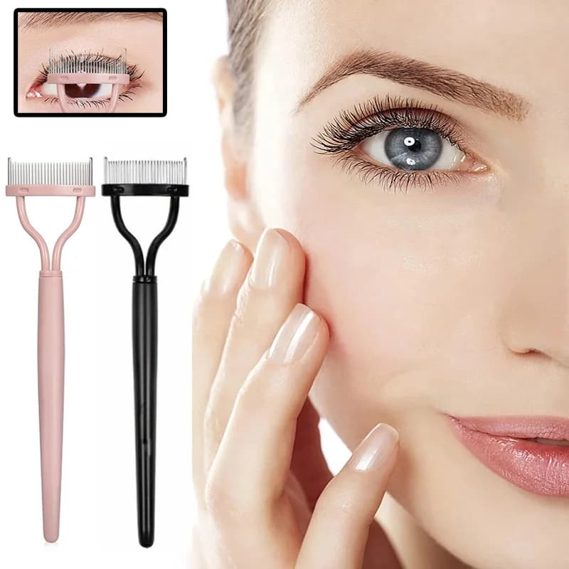 New beauty makeup eyelashes metallic brush comb separate eyelashes mascara lift curl tool