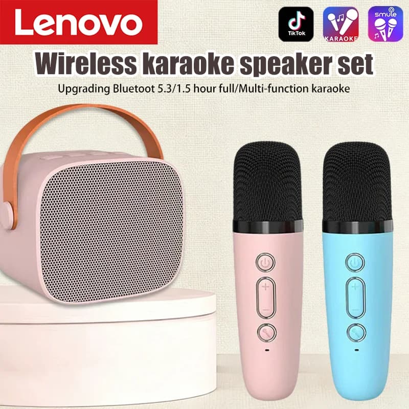 Altoparlante Bluetooth Wireless Lenovo K1 con 2 Microfoni, Macchina per Karaoke con Luce Respirante per Canto in Famiglia, Regalo per Bambini
