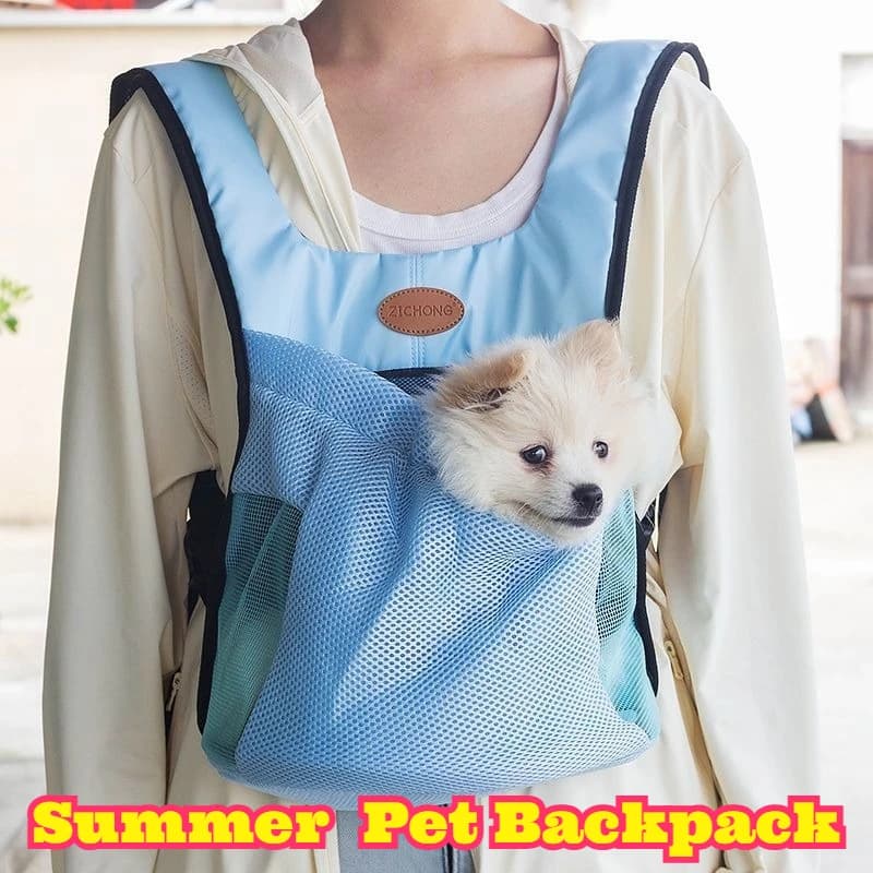 Zaino Portatile Estivo per Animali Domestici, Borsa da Trasporto per Cani Piccoli, Borsa da Viaggio Traspirante in Rete per Gattini, Borsa a Tracolla Leggera per Animali Domestici da Esterno, Compatta