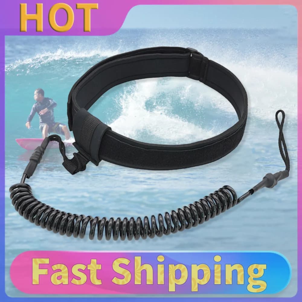 6mm Water Sport Surfboard Leash TPU Spring Rope Safety Board Leash Leash Waist Belt for Surfing/Standup Paddle Board/Kayak