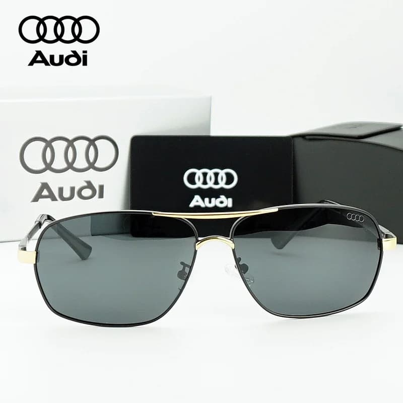 High Quality AUDI Genuine Sunglasses for Men Fashion Polarized Driving Eyewear Metal Frame Pilot Sun Glasses Original Box