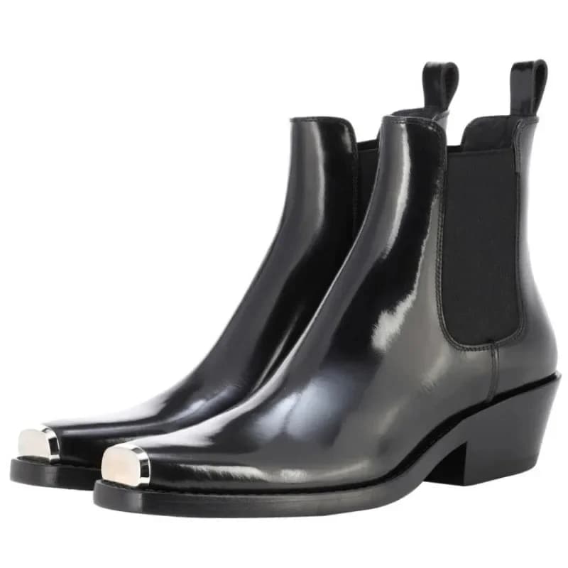Autunno inverno colore misto 4.5cm tacco basso testa in metallo pelle bovina stivaletti da uomo e da donna stivaletti universali in vera pelle