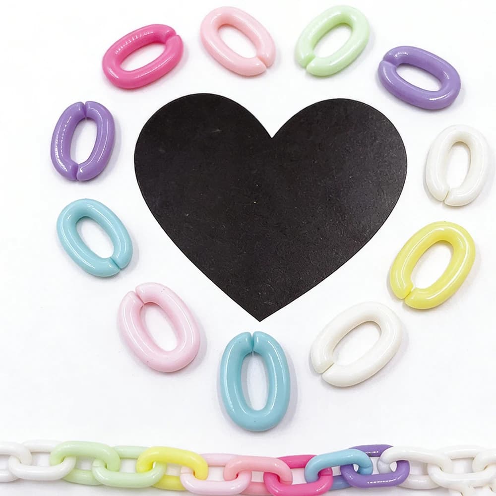 100 pieces of 14,5/18mm Colored U Shape Acrylic Beads, Chain Assembled for Necklaces, Bracelets, Pendants and Keyrings Fai-da- ♪