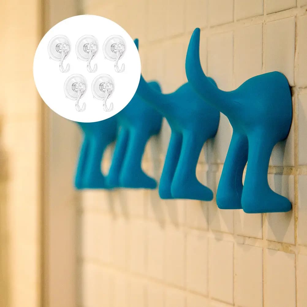 5 Pcs Plastic Hooks for Hanging Non-marking Suction Cup Hangers Clothes Shower Punch-free Bathroom