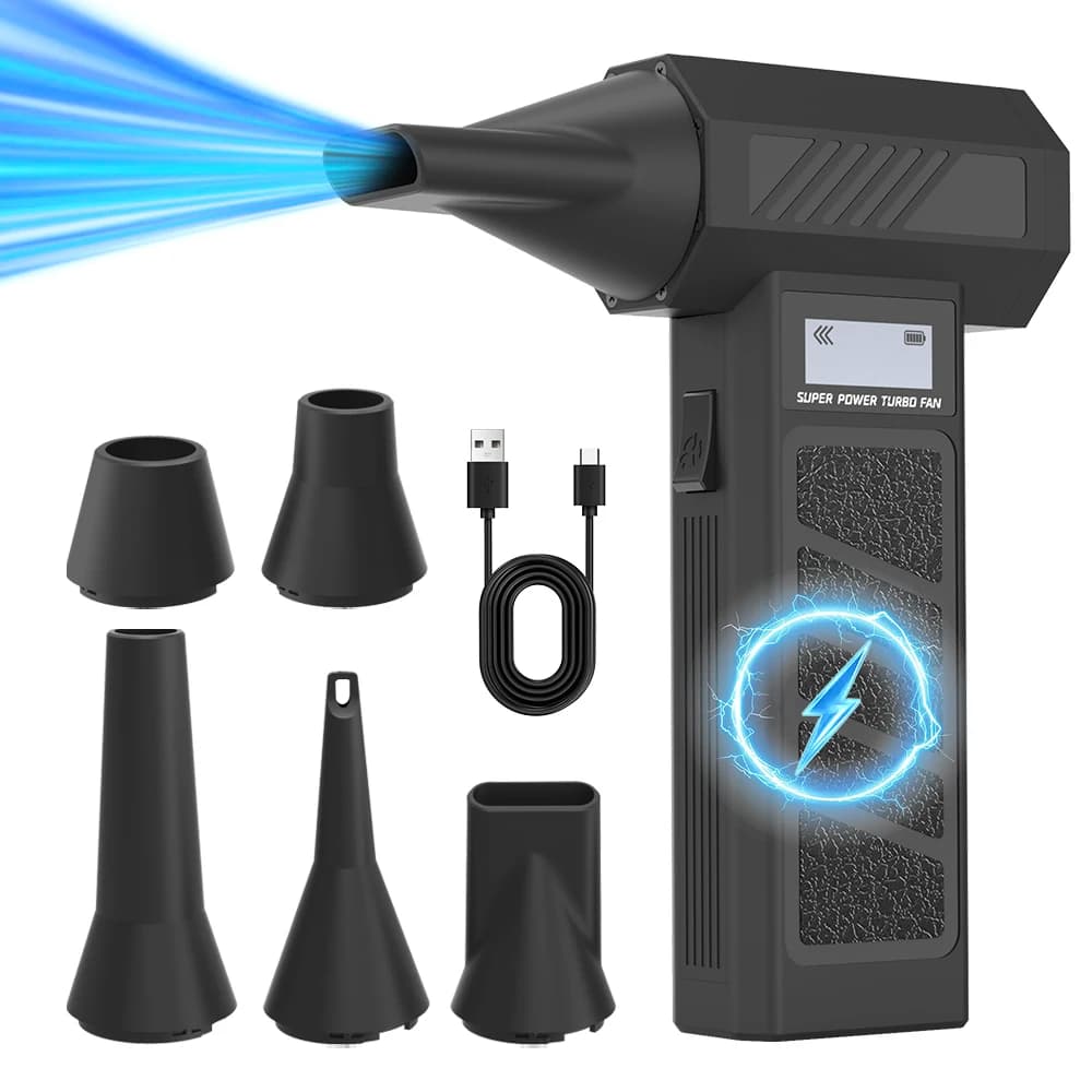 MOBIDEANew 2025 Air Blower 130000Rpm 4 Gear Turbo Blower Jet With Led Light And Battery Display - Cordless Compressed Air Duster