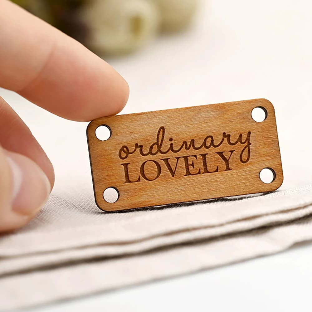 For Knit Mittens, Fingerless Gloves, Custom Laser Engraved Wood Tag 0.79"x1.57" – Natural Wood Label for Winter Wear