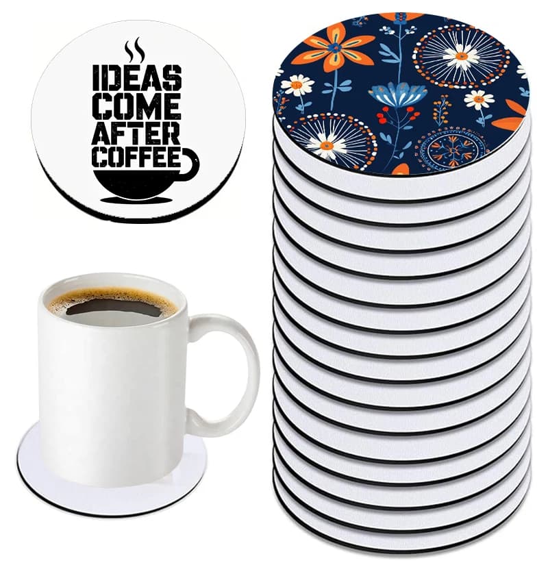 10/20/30Pcs Sublimation Blank Coasters Round MDF Heat Transfer Blanks with Cork Back for DIY Custom Photo Cup Mat
