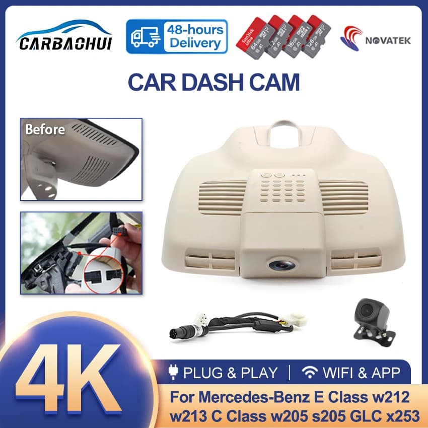4K Dashcam 2160P HD Plug And Play Wifi Hidden Car Dvr Dash Cam for Mercedes Benz Class E w212 w213 Class C w205 s205 GLC x253