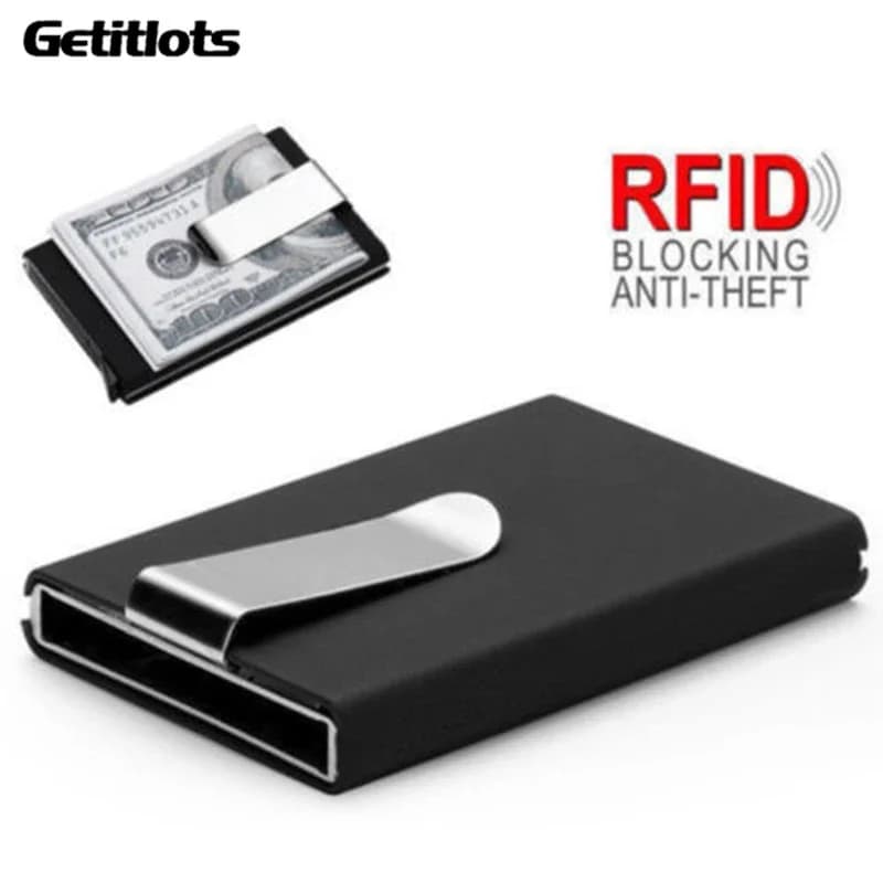 Portafoglio per carte di credito in metallo di design porta carte di credito per affari nuovo portafoglio per carte RFID porta carte di credito automatico Pop-up per uomo