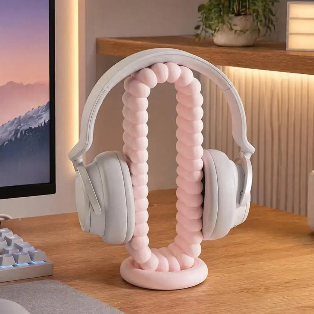 3D Printed Headphone Stand Minimalist Gaming Headset Display Stand Unique Decorative Desk Accessory Home Office Organizer