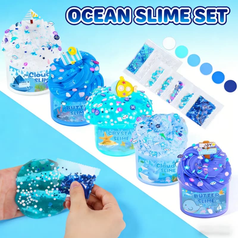 Kit Slime Festivo Effetto Nuvola, Fango Cristallino Morbido Elastico Non Appiccicoso, Creazione Sensoriale Fai-da-te per Relax e Regali Festivi