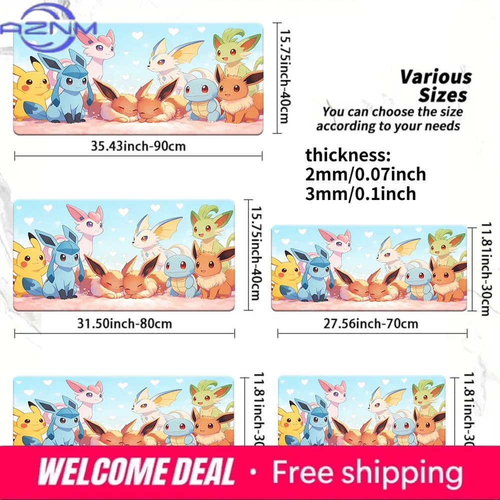 Tappetino da gioco Eeveelutions & Pikachu Pastel Love TCG, tappetino lavabile antiscivolo