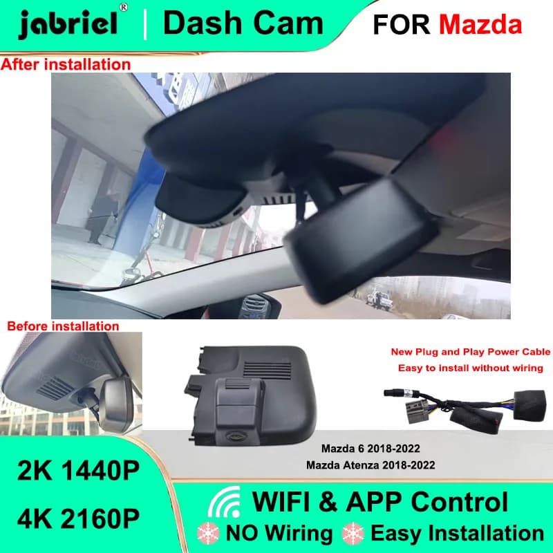 Dashcam Jabriel for Mazda 6 and Mazda Atenza 2018 2020 2021, DVR 2K 4K WiFi Plug and Play