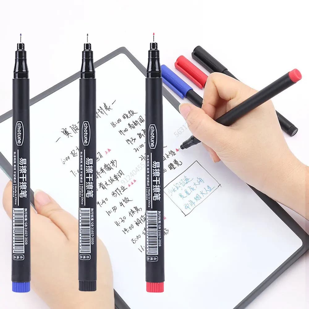 1/3PCS 0.5 millimetri Cancellabile A Secco Pennarelli Penne Cancellabili Lavagna Pennarello Ufficio Scuola Riunione record Cancelleria Punta Extra Fine
