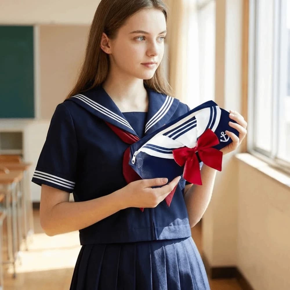 Astuccio Multifunzionale Stile College JK con Design a Fiocco, Dolce Portapenne Creativo e Portatile per Bambini
