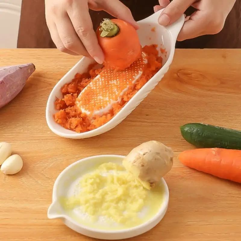 Grattugia per zenzero in ceramica, smerigliatrice manuale, schiaccia aglio, utensile da cucina portatile per macinazione di carote e zenzero con spazzola