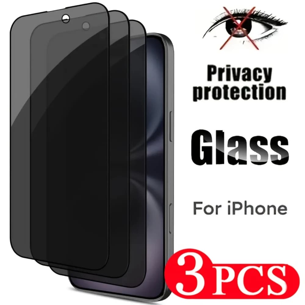 NNBILI 3 pezzi copertura completa bordo nero protezione schermo privata in vetro temperato anti-spia per iPhone 15 14 13 12 11 16 Pro MAX XS Max