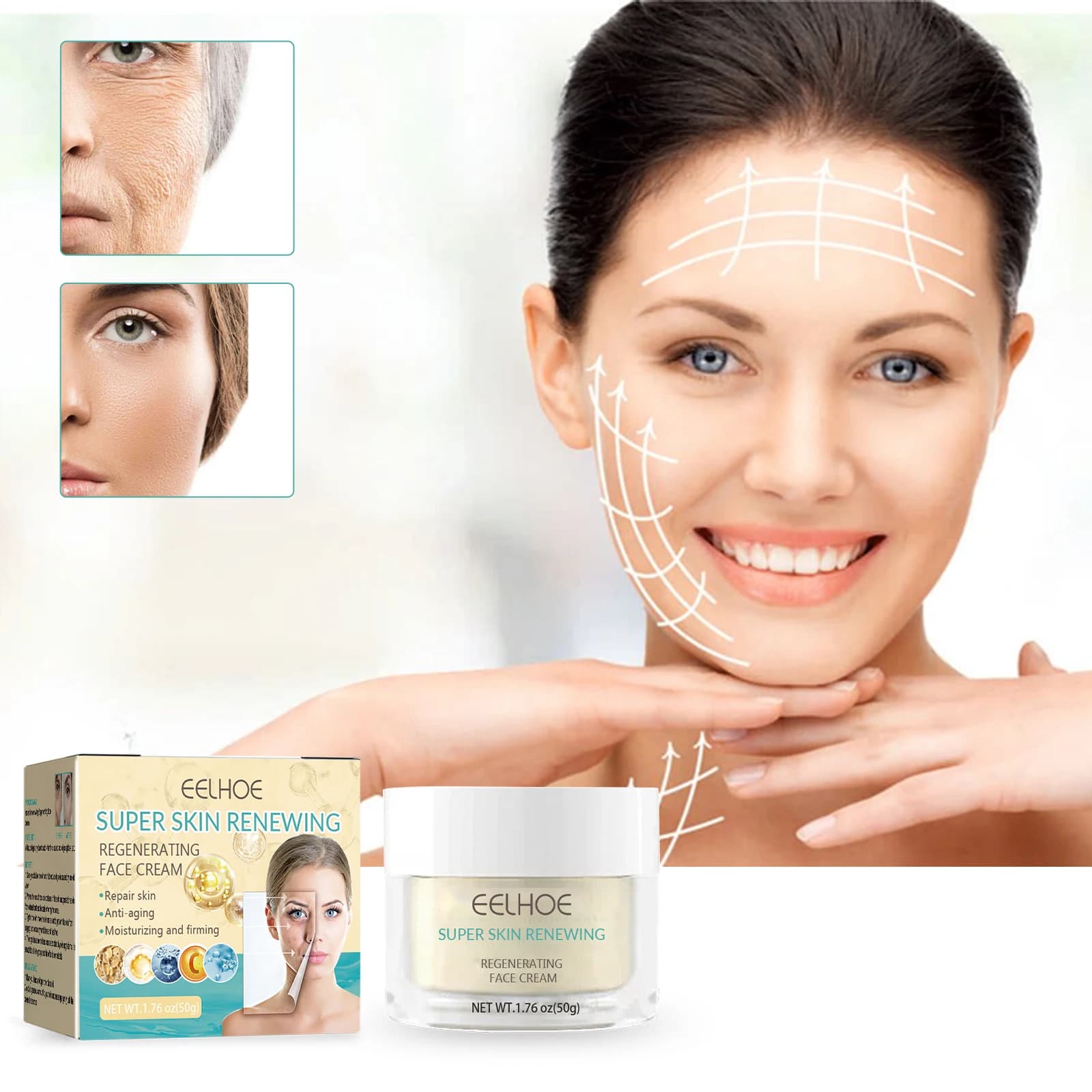 EELHOE Crema per la cura della pelle Crema riparatrice per la pelle idratante contenente collagene, acido ialuronico, vitamina C
