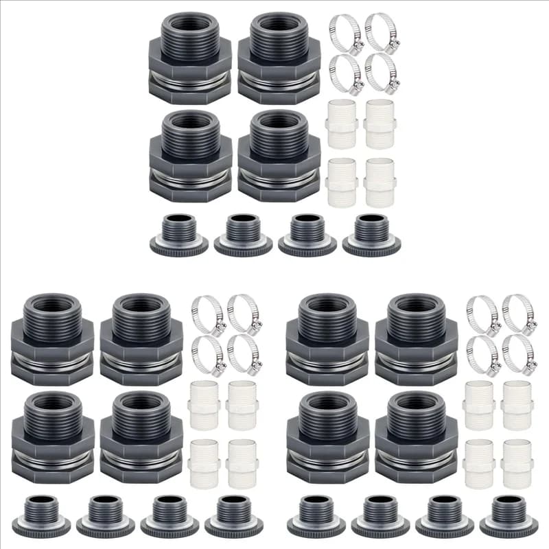3/4 inch cool PVC wallpaper fitting with caps, garden hose adaptor with clamp kit, water tank connector