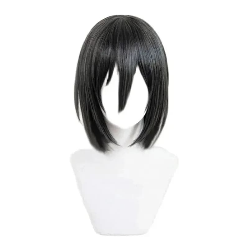 NewMikasa Ackerman Black 35cm Short Bob Anime Cos Heat Resistant Cosplay Hair + Wig Cap5;c,6's.2;b'8,