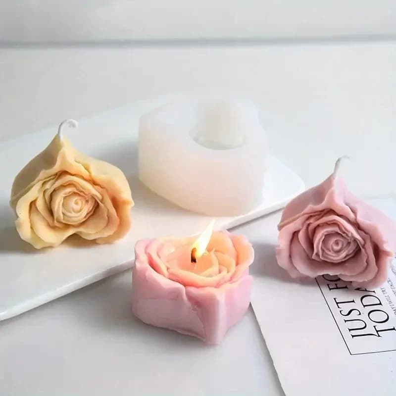 2 Pezzi Stampi in Silicone per Candele Aromaterapiche a Forma di Rosa per San Valentino, Decorazioni Fai-da-Te per Auto e Casa, Stampi per Ornamenti in Gesso