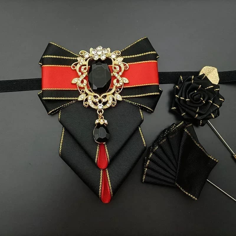 Set di Papillon di Alta Gamma per Uomo, Stile Britannico e Coreano, Gioielli Artigianali, Regali per Completi Eleganti, Camicie, Matrimoni, Set con Papillon e Corsage con Strass