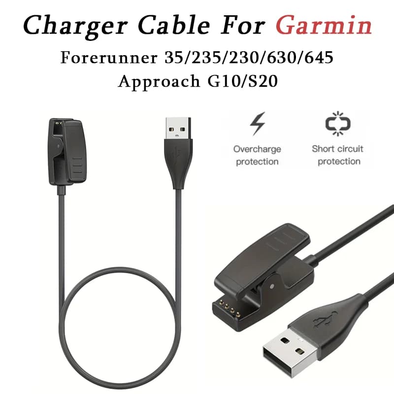 Cavo di Ricarica Sostitutivo con Clip per Smartwatch Garmin Forerunner 735XT 235 35 64 230 630 645/645 Music, Approach S20/G10