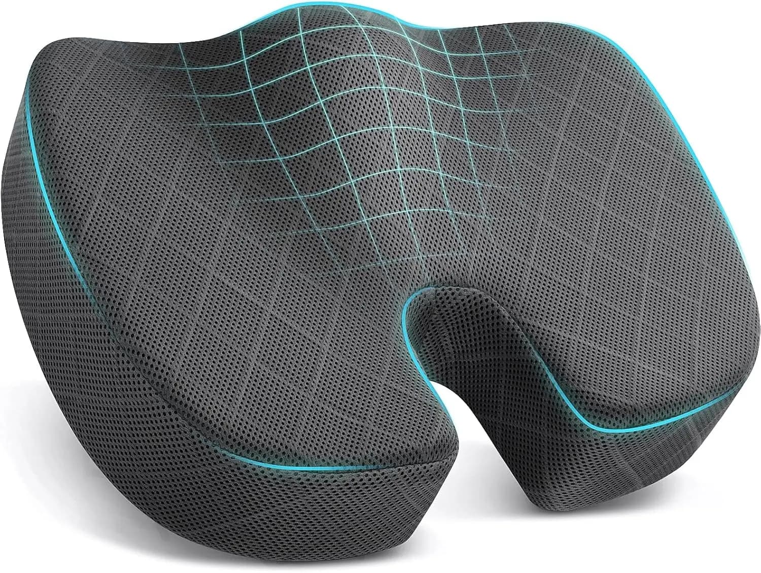 Memory Foam Cushion for Office Chair, Car and Air - Relief from Sciatic Pain and Anca for Seat Lengths