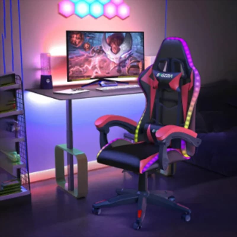 Sedia da Gaming Ergonomica con Luci, Reclinabile in Pelle PU, Sedia da Computer, Chaise Gaming