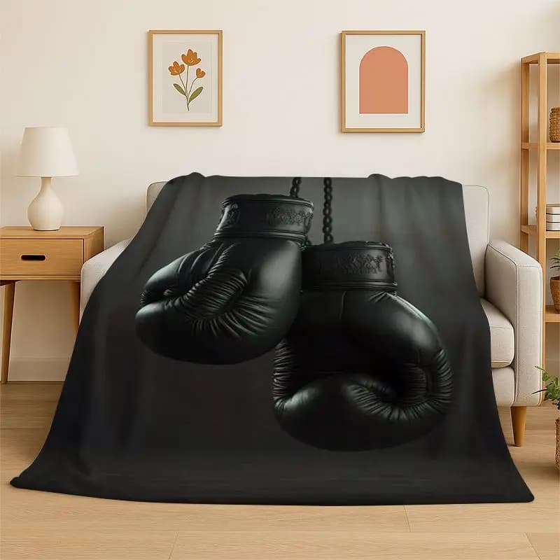 Creativity Fight Boxing Gloves Boxer Flannel Blanket Soft Throw Blanket for Bedroom Living Room Bed Travel Camping Picnic Nap