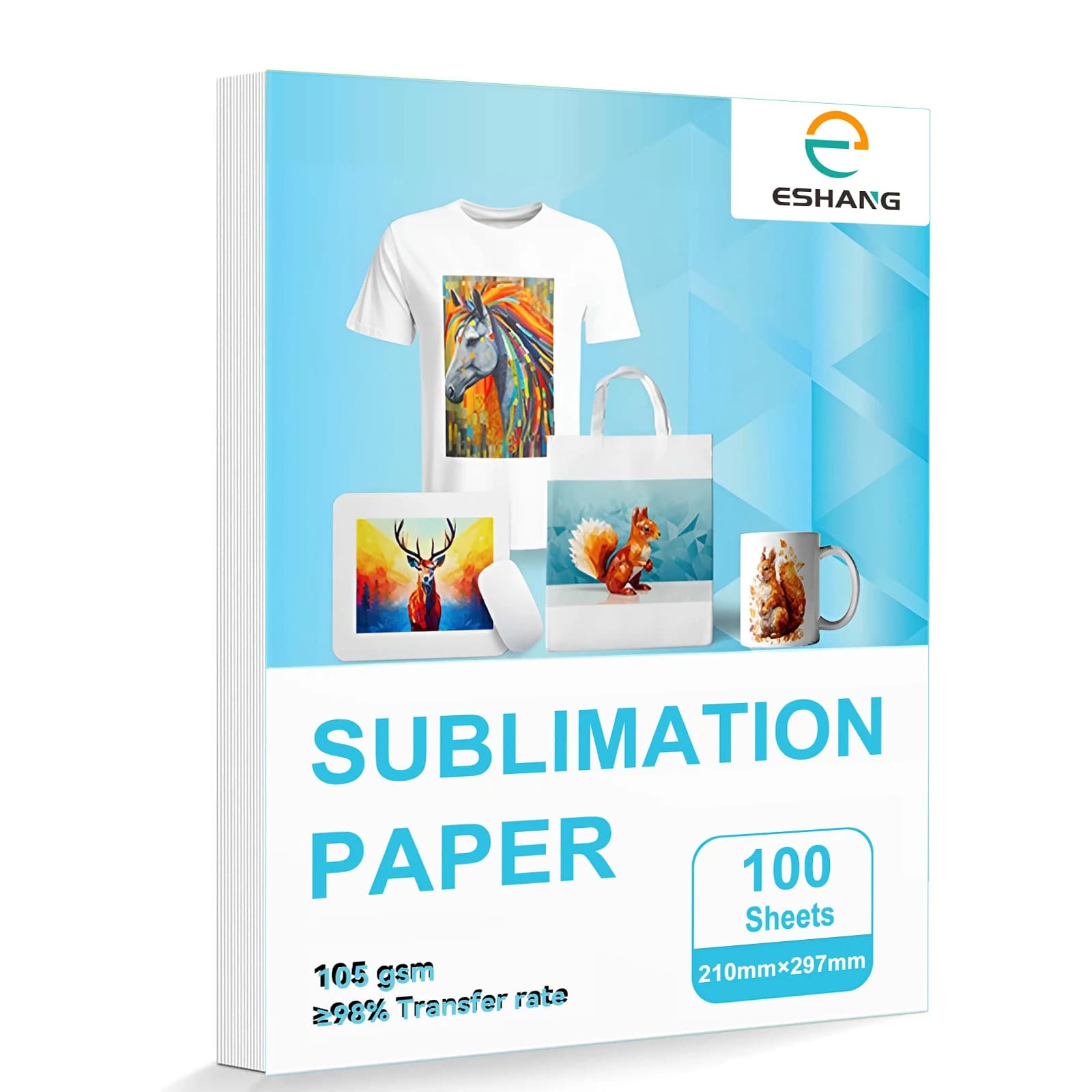 100 Fogli di Carta per Sublimazione A4, Carta per Trasferimento a Caldo per Stampanti a Getto d'Inchiostro - Ideale per Vari Tipi di Rivestimenti, Progetti Fai-da-Te, Magliette